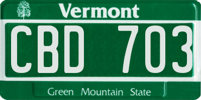 VT license plate CBD703