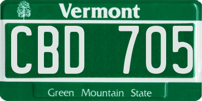 VT license plate CBD705