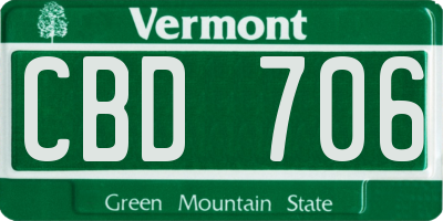 VT license plate CBD706