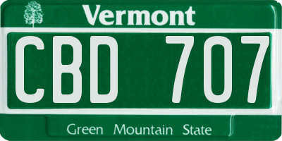 VT license plate CBD707