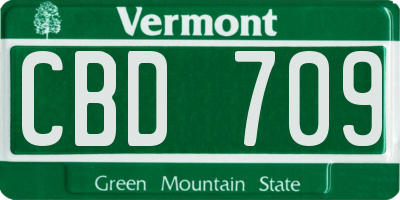 VT license plate CBD709