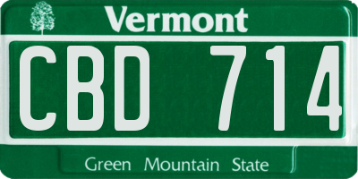 VT license plate CBD714
