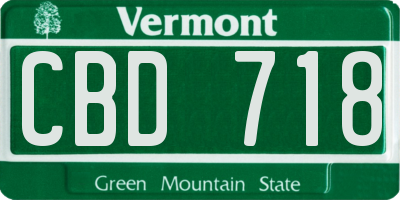 VT license plate CBD718
