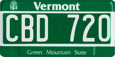 VT license plate CBD720