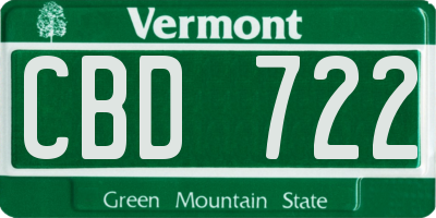 VT license plate CBD722