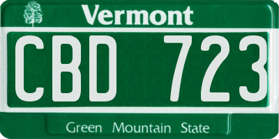 VT license plate CBD723