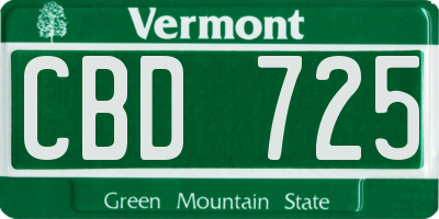 VT license plate CBD725