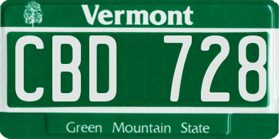 VT license plate CBD728