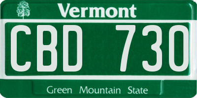 VT license plate CBD730