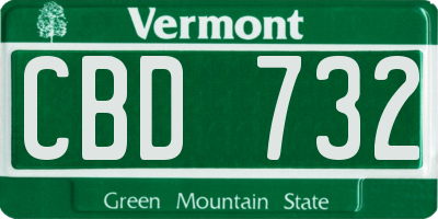 VT license plate CBD732