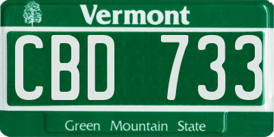 VT license plate CBD733