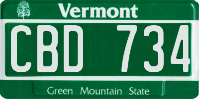 VT license plate CBD734