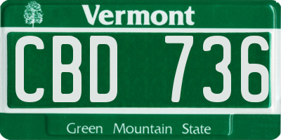 VT license plate CBD736