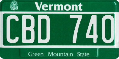 VT license plate CBD740