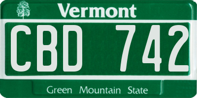 VT license plate CBD742