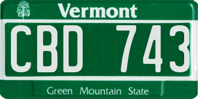 VT license plate CBD743