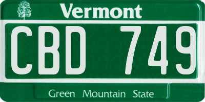 VT license plate CBD749