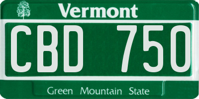 VT license plate CBD750