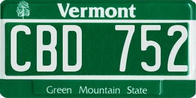 VT license plate CBD752
