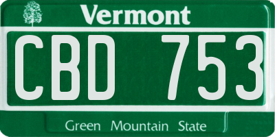 VT license plate CBD753