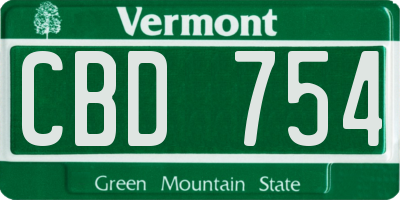 VT license plate CBD754