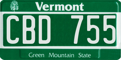 VT license plate CBD755