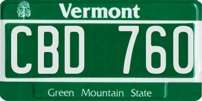 VT license plate CBD760