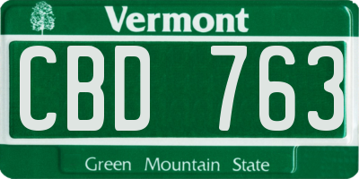 VT license plate CBD763