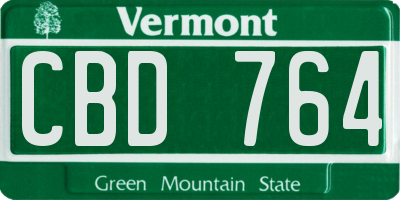 VT license plate CBD764