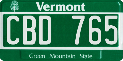 VT license plate CBD765