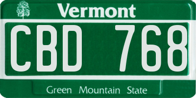 VT license plate CBD768