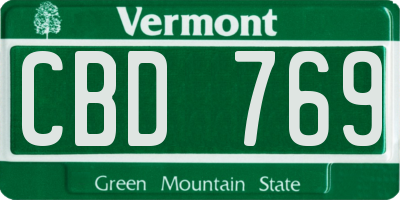 VT license plate CBD769