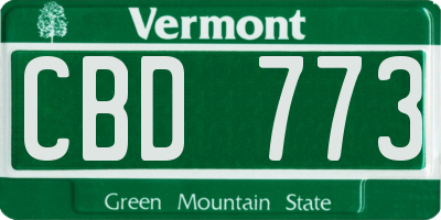 VT license plate CBD773