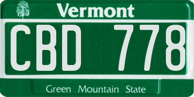 VT license plate CBD778
