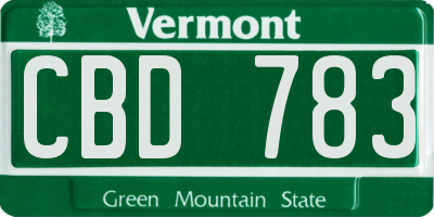 VT license plate CBD783