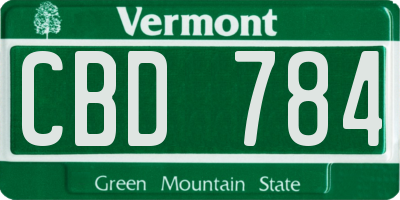 VT license plate CBD784