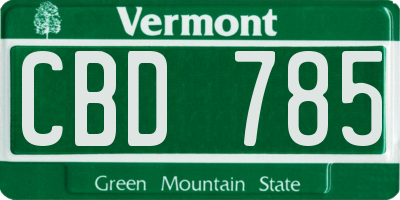 VT license plate CBD785