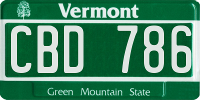 VT license plate CBD786