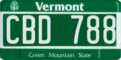 VT license plate CBD788