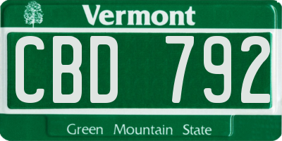 VT license plate CBD792