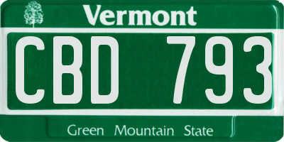VT license plate CBD793