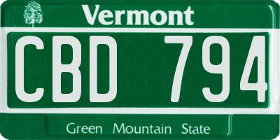 VT license plate CBD794