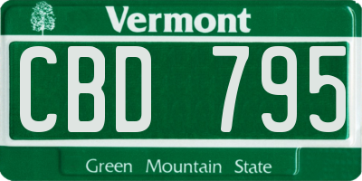 VT license plate CBD795