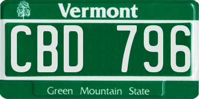 VT license plate CBD796