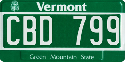 VT license plate CBD799