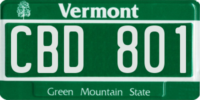 VT license plate CBD801