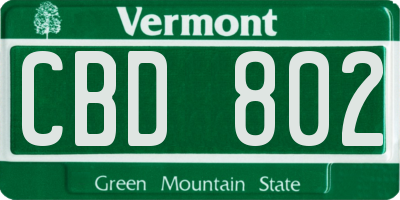 VT license plate CBD802