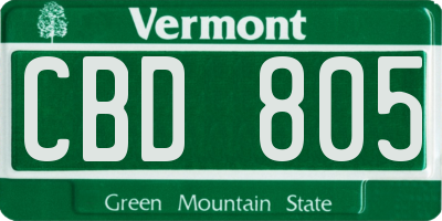VT license plate CBD805