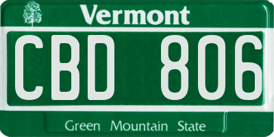 VT license plate CBD806