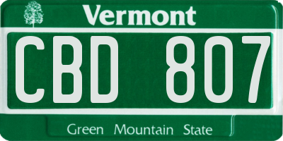 VT license plate CBD807